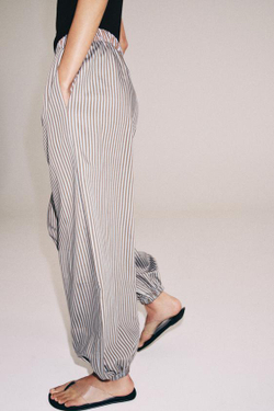 ZARA БРЮКИ-БАГГИ В ПОЛОСКУ — ZW COLLECTION, КОРИЧНЕВЫЙ/СИНИЙ