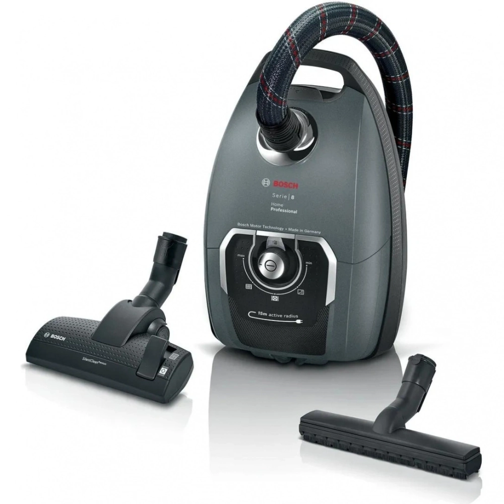 Пылесос Bosch BGL8PRO5 Serie 8 HomeProfessional с мешком для сбора пыли, 1800 Вт, серый