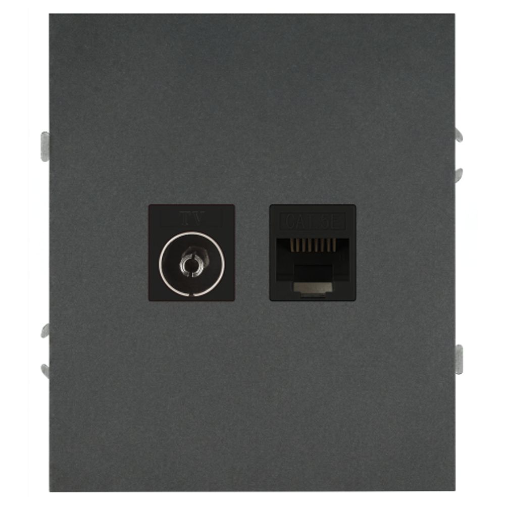 Розетка ЭРА Arktik 16-3110-06 комбинированная RJ45+TV графит | Эра Arktik
