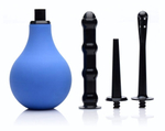 Анальный душ с 3 насадками Premium One-way Valve Anal Douche Set (Цвет: черный с голубым)
