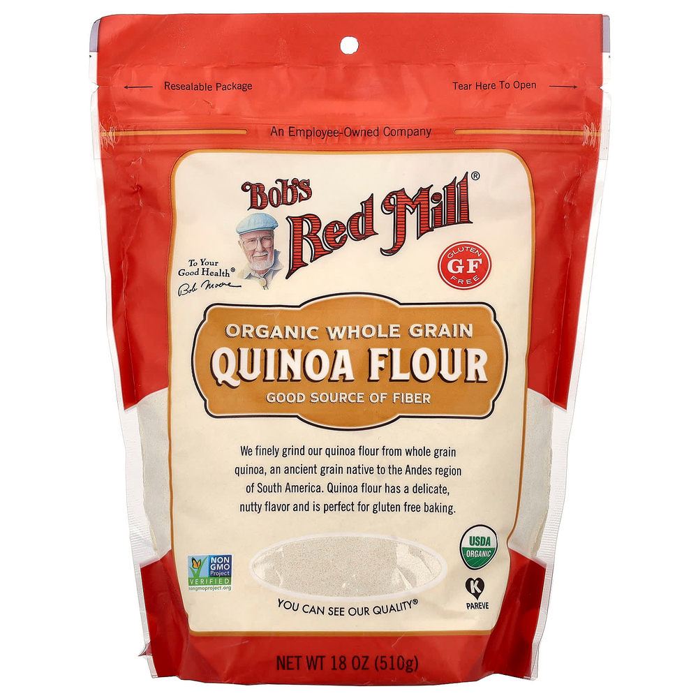 Bob's Red Mill, Органическая цельнозерновая мука из киноа, 510 г (18 унций)