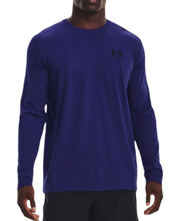 Мужская теннисная футболка теннисная Under Armour Men's Sportstyle Left Chest Long Sleeve - sonar blue/black
