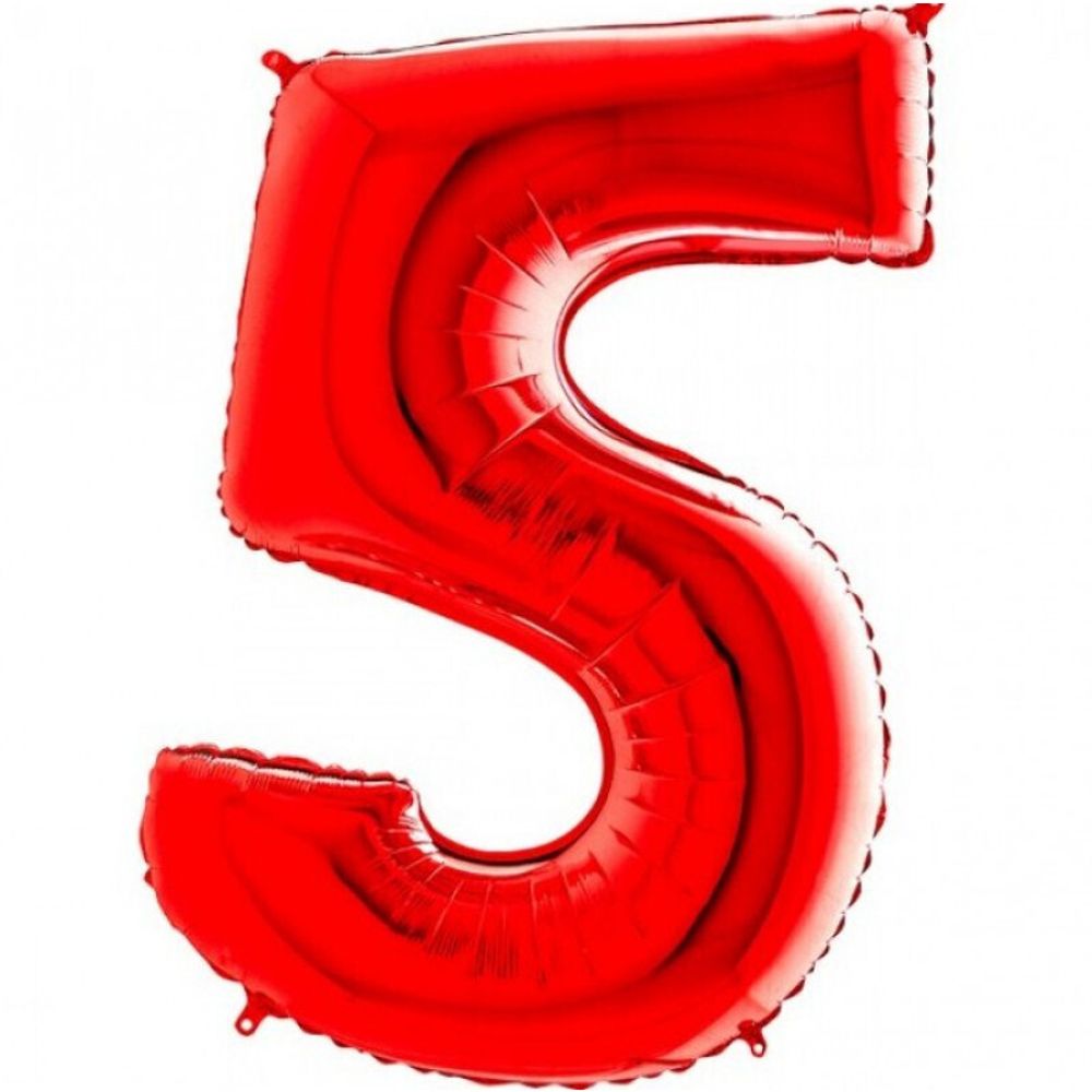 Шар фольгированный ЦИФРА "5" 40" Red с гелием