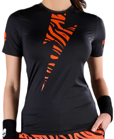 Женская футболка теннисная Hydrogen Tiger Tech T-Shirt - black/orange tiger
