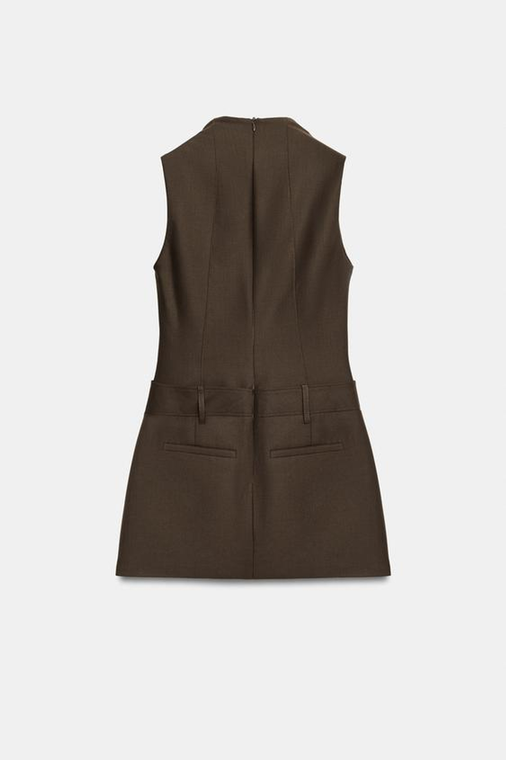 ZARA ПЛАТЬЕ С ВОРОТНИКОМ-СТОЙКОЙ И ПУГОВИЦАМИ, ТЕМНЫЙ ХАКИ