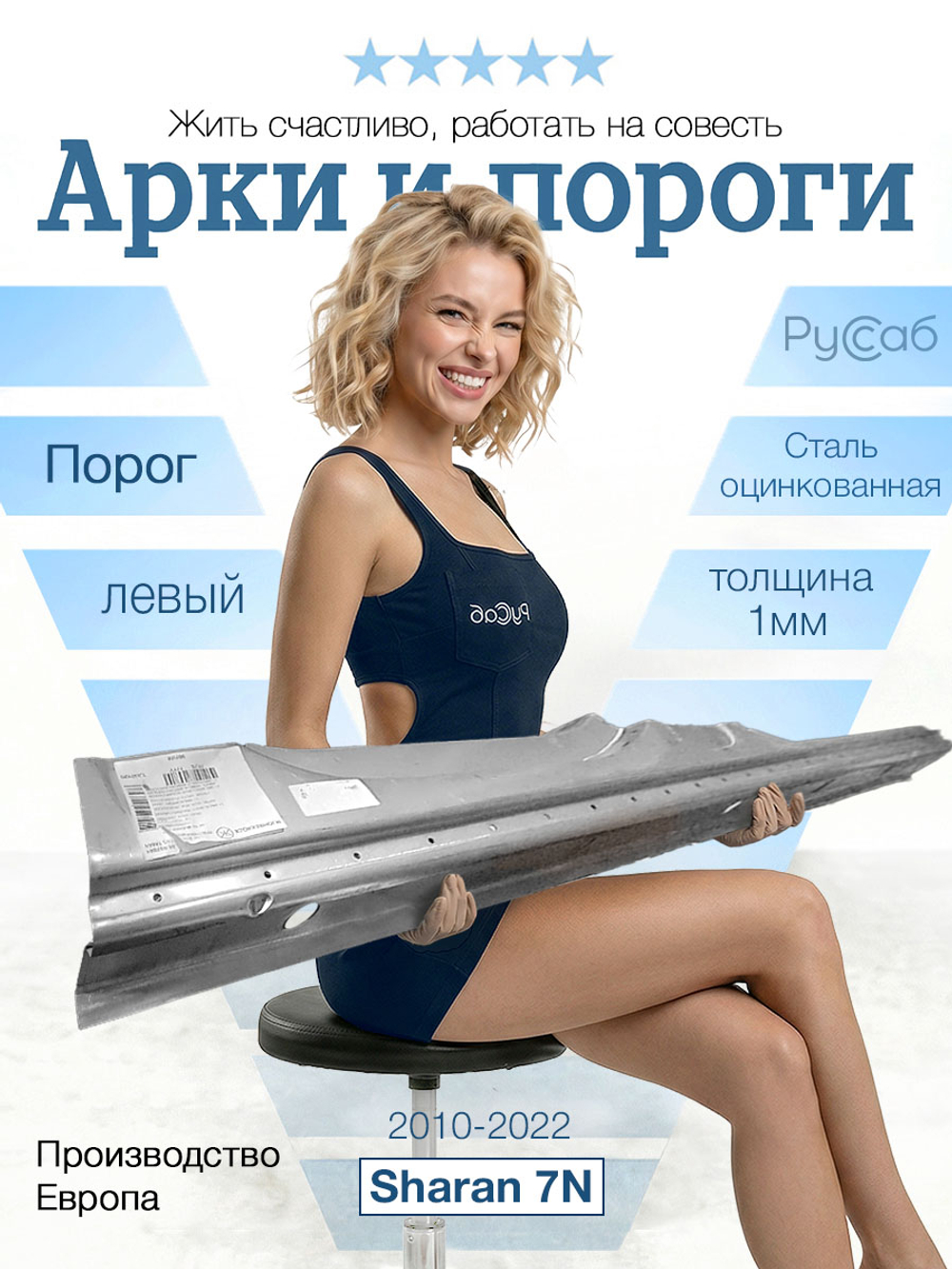 Порог левый VW Sharan 7N 2010-2022 (Klokkerholm)