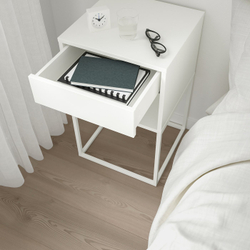 IKEA VIKHAMMER  (ИКЕА ВИКХАММЕР)  -  Прикроватный столик - белый 40х39 см