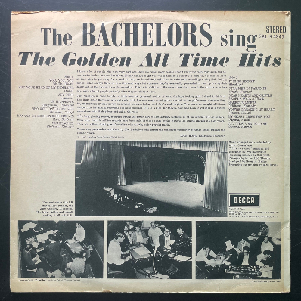 The Bachelors ‎– The Bachelors Sing The Golden All Time Hits (Англия 1967г.)