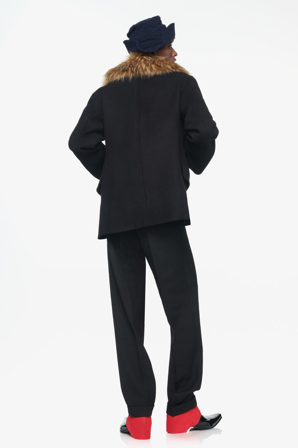 ZARA X JOHN GALLIANO КОРОТКОЕ ПАЛЬТО С ИСКУССТВЕННЫМ МЕХОМ, ЧЕРНЫЙ