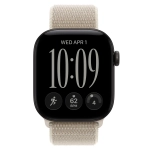 Умные часы Apple Watch Series 12 GPS, 42mm, Black Aluminum Case with Limestone Sport Loop