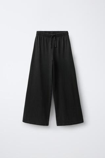 ZARA БРЮКИ WIDE LEG С ЭФФЕКТОМ ПОТЕРТОСТИ И ЗВЕЗДАМИ, АНТРАЦИТОВО-СЕРЫЙ