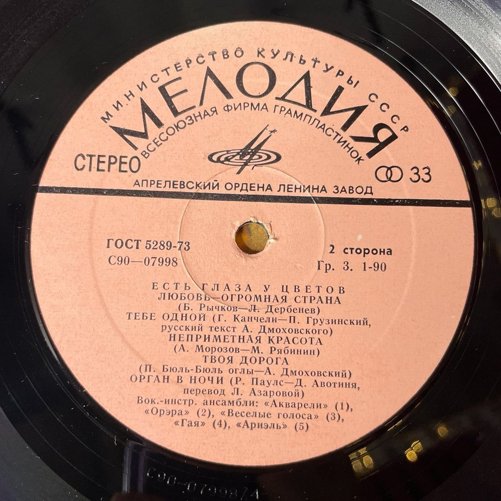 Винтажная виниловая пластинка LP Сборник Есть Глаза У Цветов Flowers Have Eyes (СССР 1978) (Песняры, Гая, Веселые Ребята, Цветы)
