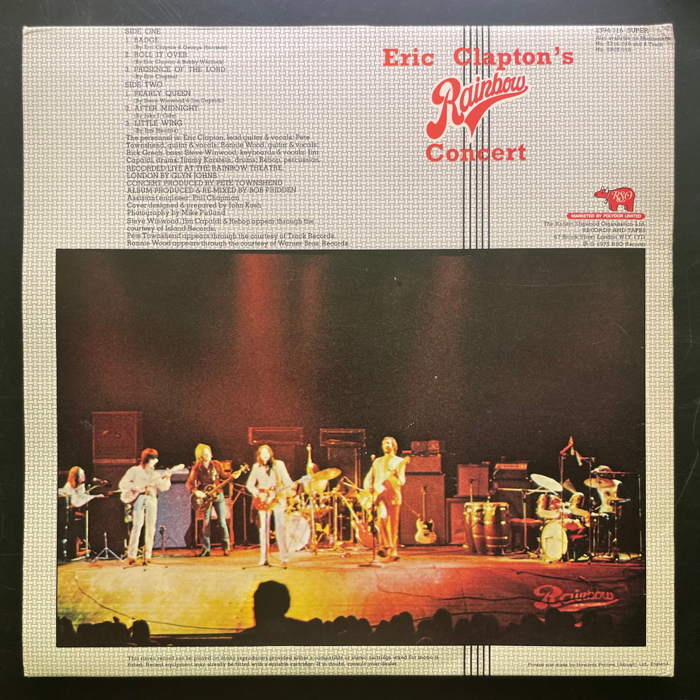 Eric Clapton ‎– Eric Clapton's Rainbow Concert (Англия 1973г.)