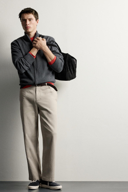 ZARA БРЮКИ ЧИНОС STRAIGHT FIT, КАМЕННО-СЕРЫЙ