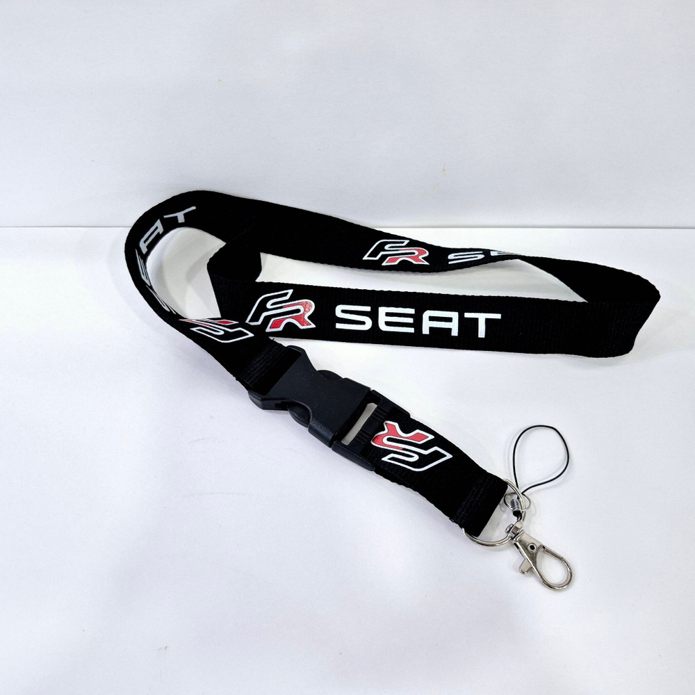 SEAT (чёрный) Люкс / Брелок, шнурок для ключей на шею SEAT (Сит), ланъярд, крафт, чёрный (1 шт)
