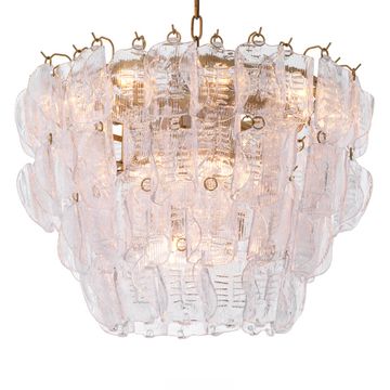 Eichholtz Chandelier Solange, Antique Brass Finish / Handmade Glass