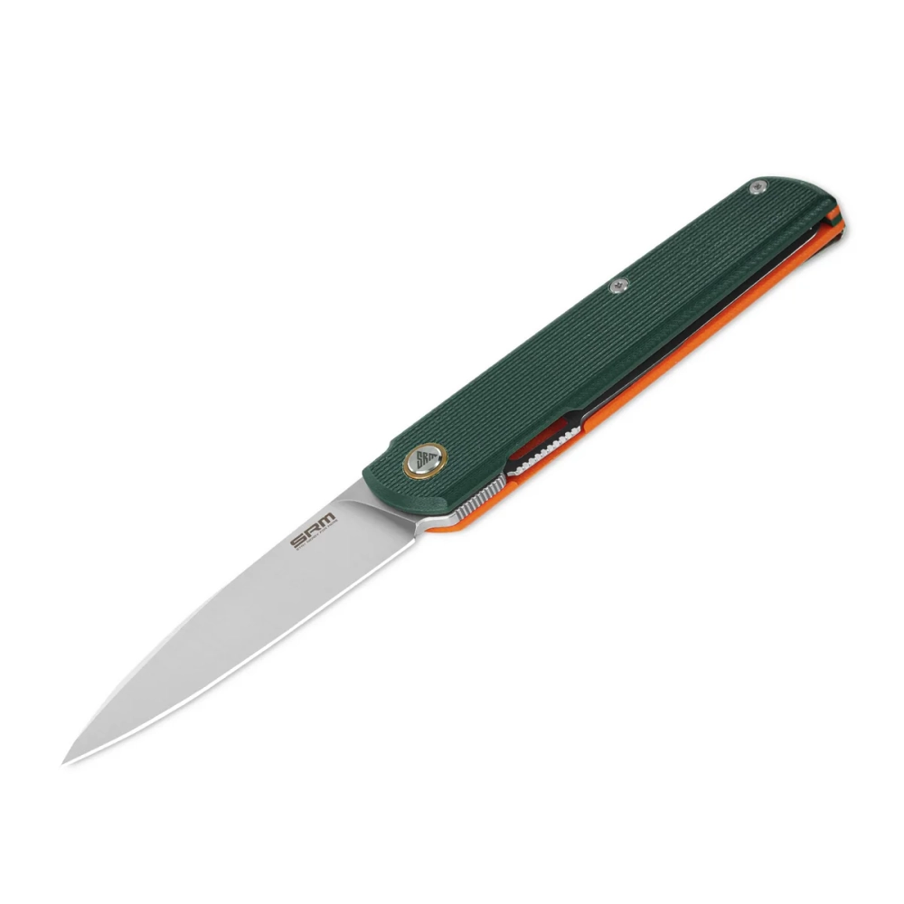 Нож складной SRM 408L-GX Qrick Satin (14C28N, Green/Orange G10)