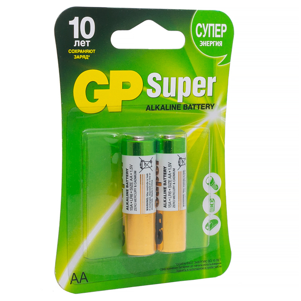 Батарейка LR6 AA GP Super Alkaline (к-т 2шт.)