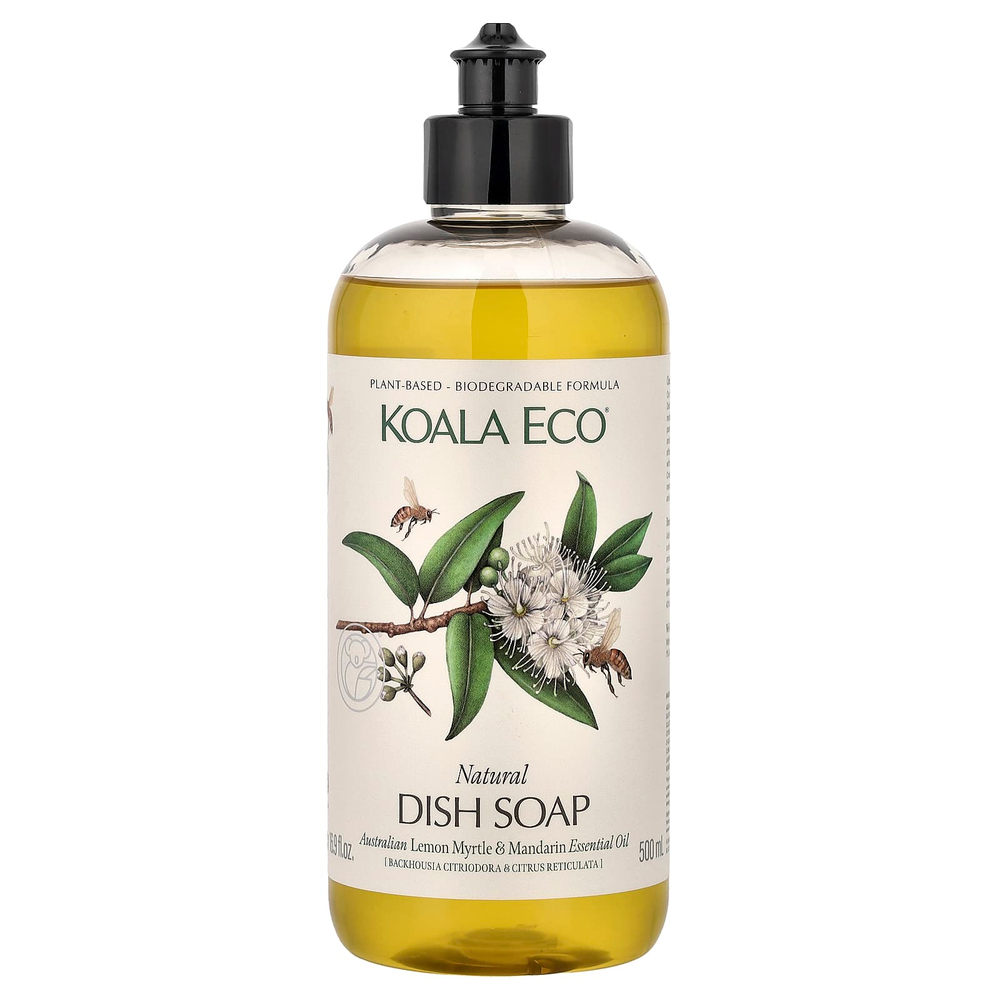 Koala Eco, натуральное средство для мытья посуды, с эфирным маслом австралийского лимонного мирта и мандарина, 500 мл (16,9 жидк. унции)