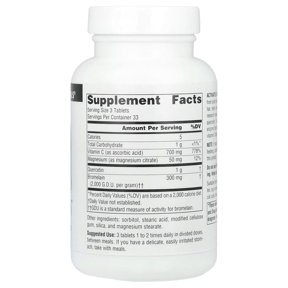 Source Naturals, Activated Quercetin ™, биофлавоноидный комплекс, 100 таблеток