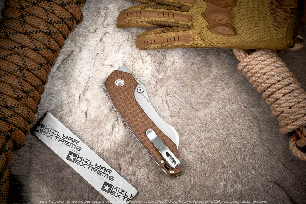 Нож Vosteed Gator сталь 14C28N Stonewash рукоять Brown Micarta