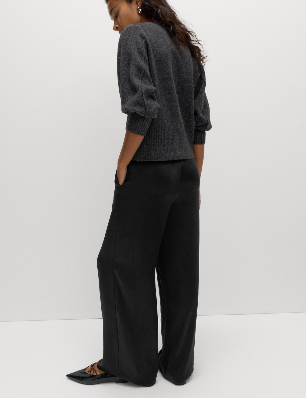 Атласные брюки с широкими штанинами T57005164 - Marks & Spencer