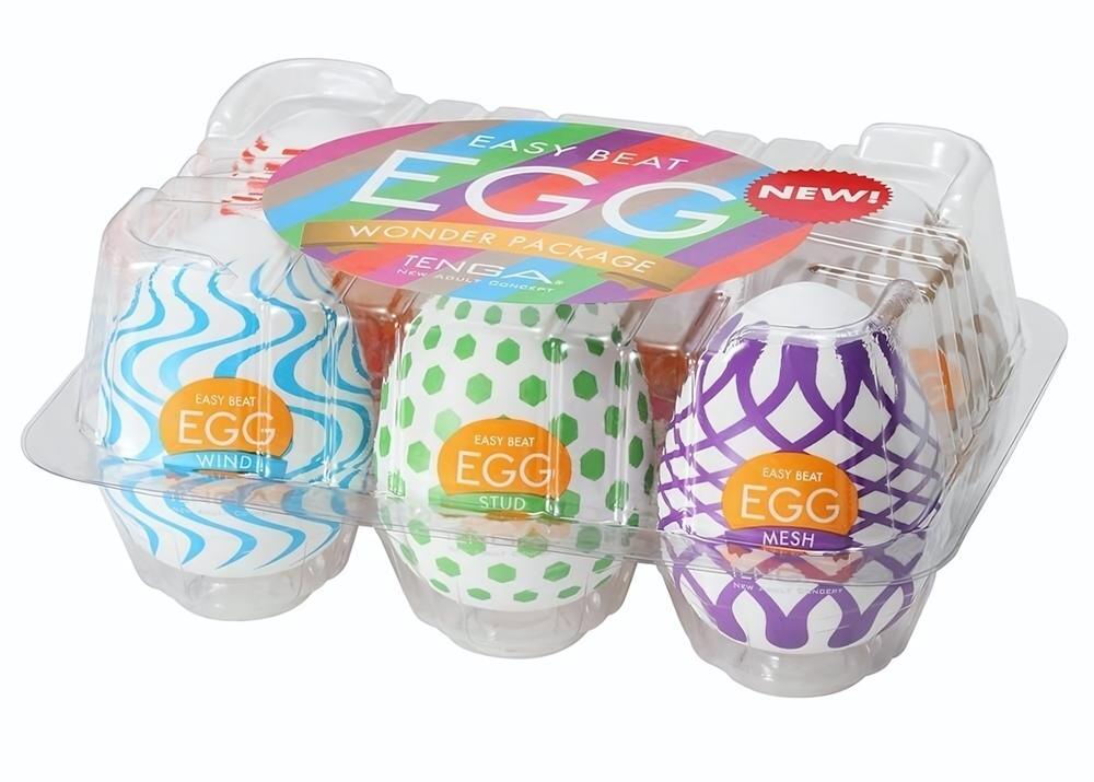 Набор из 6 мастурбаторов Tenga EGG IV с различным рельефом (Цвет: молочный)