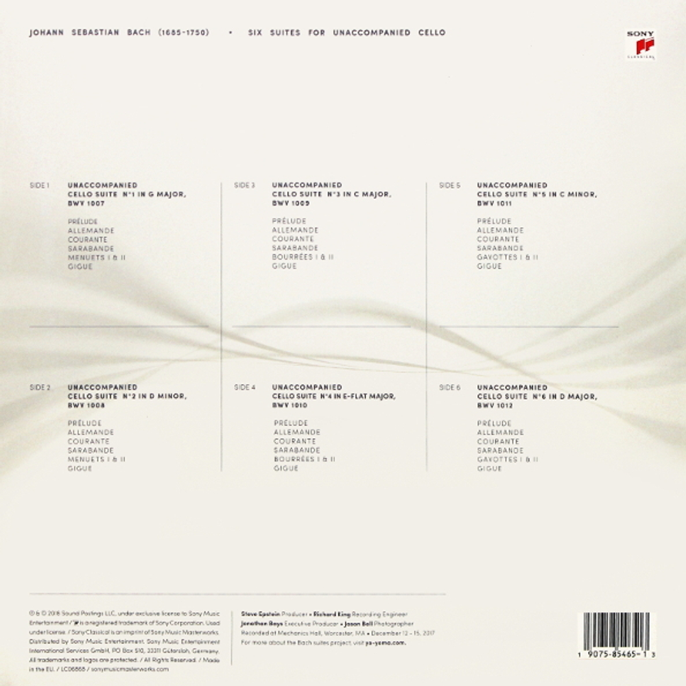Yo-Yo Ma / Six Evolutions - Bach Cello Suites (3LP)