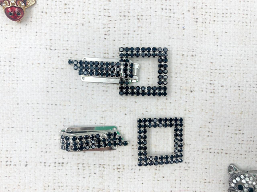 Застежка-клипса со стразами, р. 5,6х2,9 см, чёрный