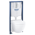 Комплект инсталляции GROHE Solido 5 в 1 QuickFix с подвесным унитазом Euro Ceramic и панелью смыва Arena Cosmopolitan, хром (39536000)