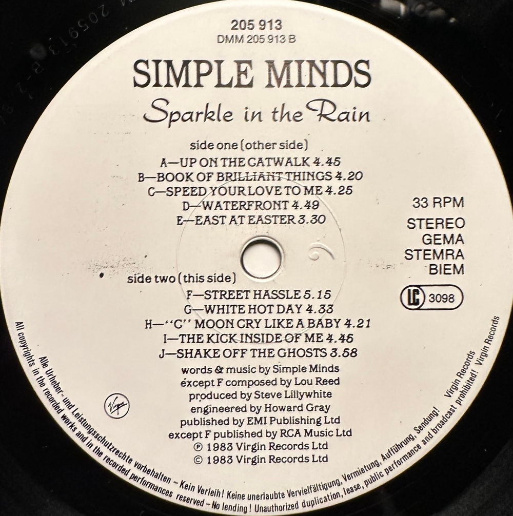Simple Minds - Sparkle In The Rain (Европа 1984г.)