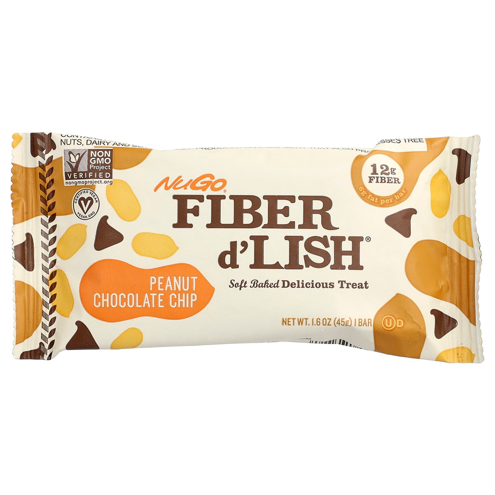 NuGo Nutrition, Fiber d'Lish®, арахис и шоколадная крошка, 16 батончиков по 45 г (1,6 унции)