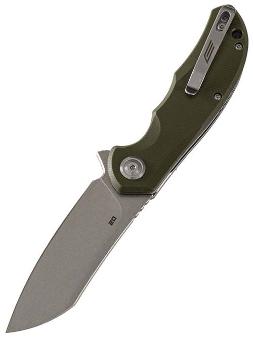 Нож складной GhostBlade Banshee, сталь D2, 58-62 HRC, Sheepfoot, рукоять G10 оливковая, замок Liner lock, флиппер, 128 г
