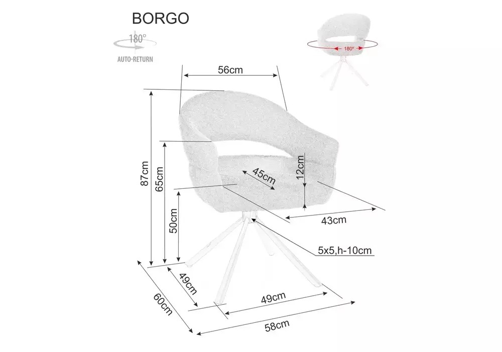 Стул SIGNAL BORGO Leo 23 светло-бежевый/черный, поворотный