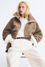 Куртка оверсайз из ткани тедди - H&M