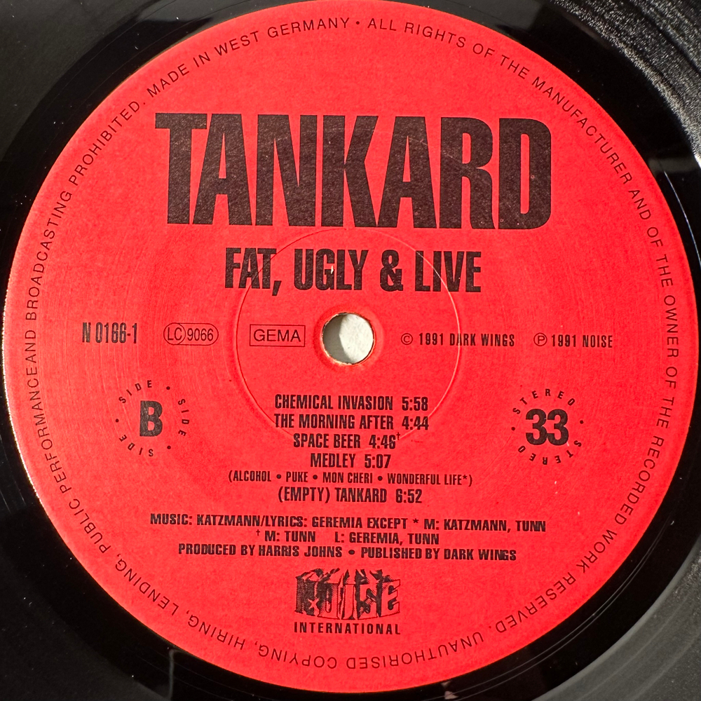 Tankard ‎– Fat, Ugly & Live (Германия 1991г.)