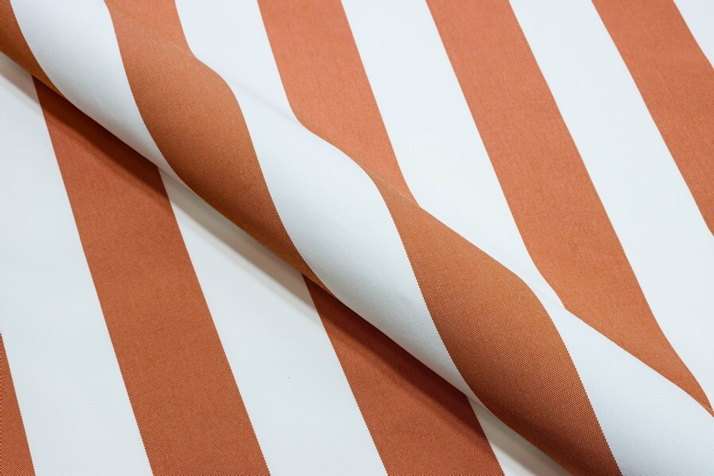 Уличная ткань Сан в полоску оранжево-белый / Sun stripe orange