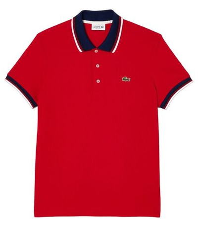 Мужское теннисное поло Lacoste Regular Fit Stretch Cotton Piqué Contrast Collar Polo Shirt - red