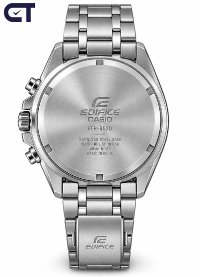 CASIO EFR-552D-1A EDIFICE мужские наручные часы — чёрный циферблат, хронограф и ретроградный счётчик минут