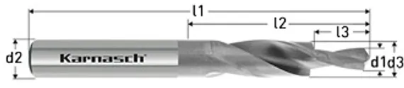 Короткое ступенчатое сверло Karnasch M3, 180°, HSS-XE, DIN 1897, арт. 40.1050.030