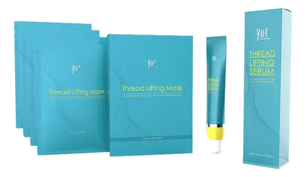 Yu.R Лифтинг комплекс для лица на основе нитевых масок - Thread Lifting Mask (гель+10 масок), 1 шт