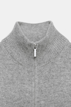 ZARA КАРДИГАН НА МОЛНИИ ИЗ 100% ШЕРСТИ, СЕРЫЙ