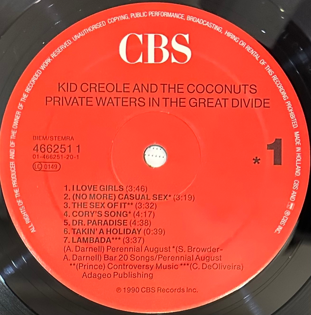 Kid Creole And The Coconuts - Private Waters In The Great Divide (Голландия 1990г.)