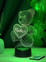Ночник "Именной Мишка Павел" - подарок мальчику