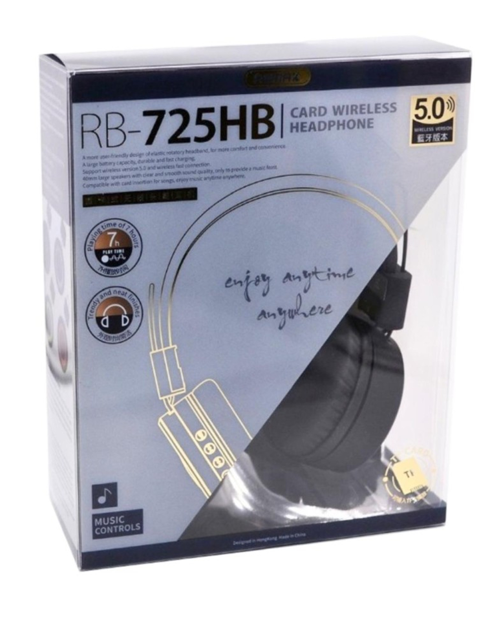 Стереонаушники Bluetooth полноразмерные Remax RB-725HB Pro BT5.1/400mAh/12ч черные