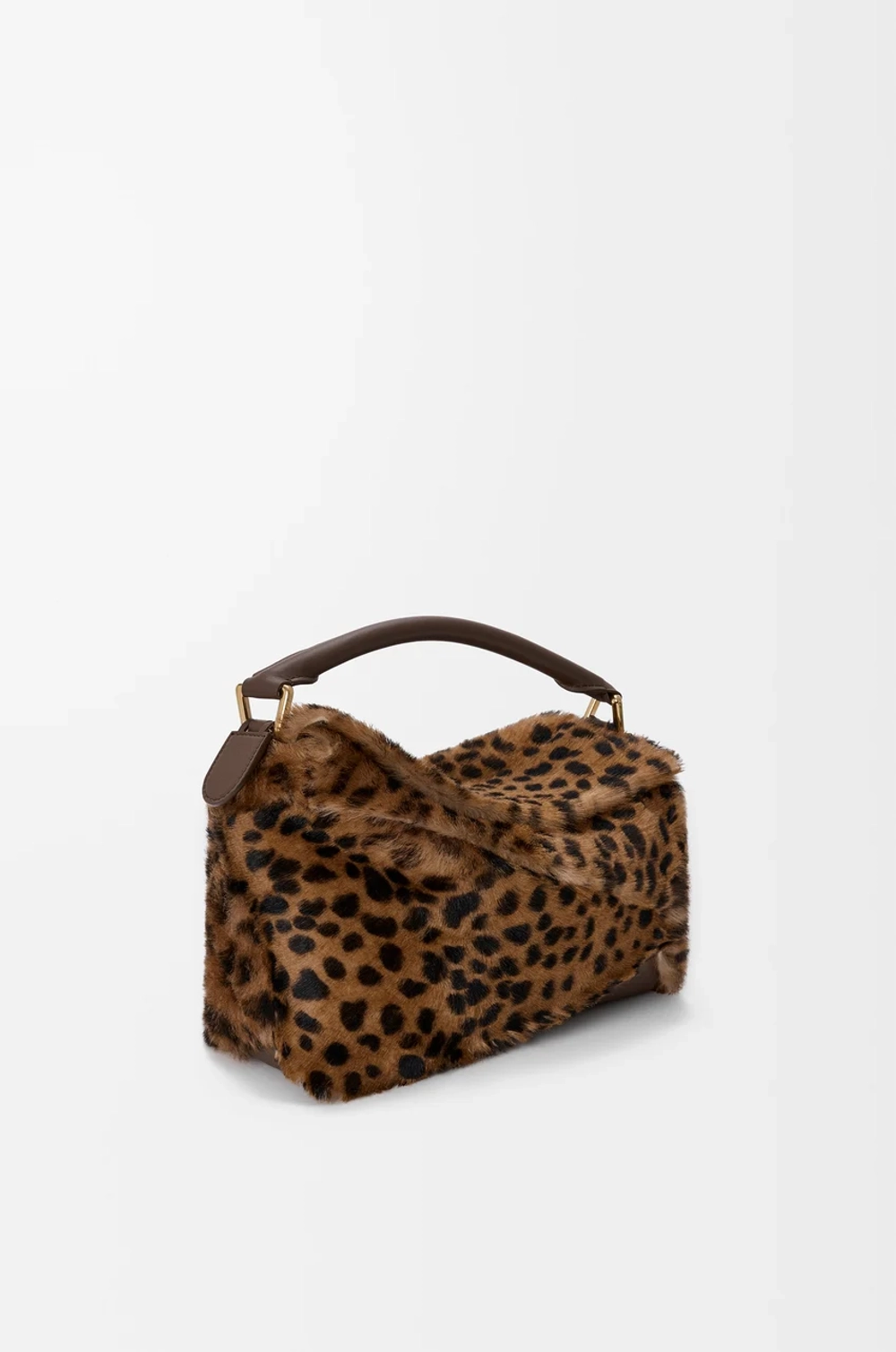 Loewe Маленькая сумка Puzzle Edge из овчины с принтом, бежевый/коричневый