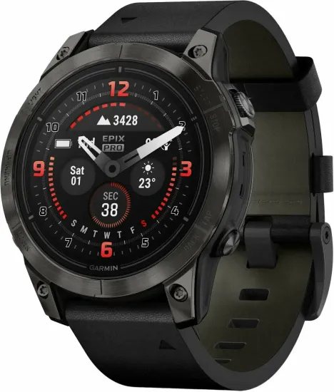Умные часы Garmin EPIX Pro Gen 2 Sapphire Carbon Gray Black Leather Band 47mm