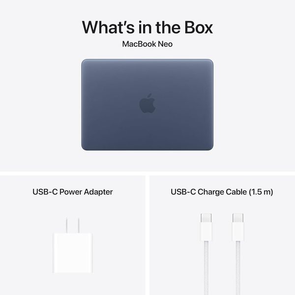 Ноутбук Apple MacBook Neo 13 2026 MHFF4LL/A (A18 Pro 6-Core, GPU 5-Core, 8 ГБ, 256 ГБ), индиго