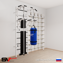 Шведская стенка Sv Sport 58030 (Турник стандарт/Брусья/Скамья/Канат/Цепь/Мешок 30кг/Канатный лаз)