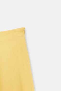 ZARA ЮБКА МИДИ ИЗ СМЕСОВОГО ЛЬНА — ZW COLLECTION, СВЕТЛО-ЖЕЛТЫЙ